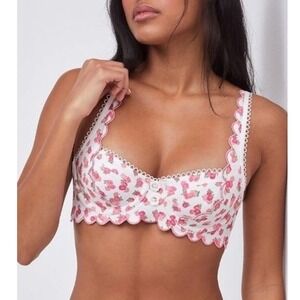 For Love and Lemons Baby Blooms Scalloped Underwire Bra Medium NWT